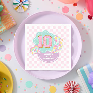 Varsity preppy pastel patch 10th Birthday Napkins