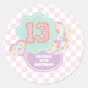 Varsity preppy pastel patch 13th Birthday Classic Round Sticker