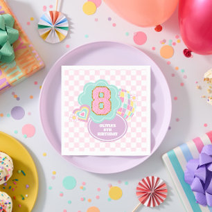 Varsity preppy pastel patch 8th Birthday Napkins
