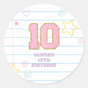 Varsity preppy pastel patch notebook 10th Birthday Classic Round Sticker