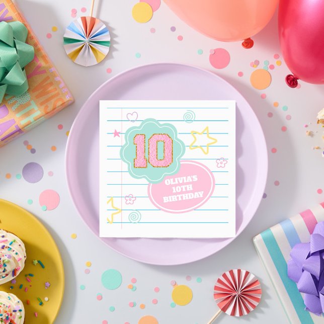 Varsity preppy pastel patch notebook 10th Birthday Napkins (Creator Uploaded)