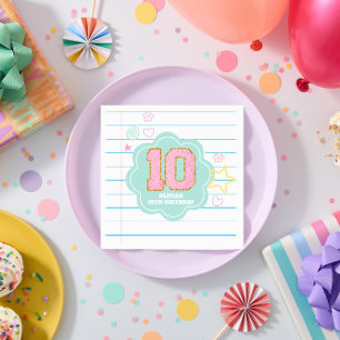 Varsity preppy pastel patch notebook 10th Birthday Napkins