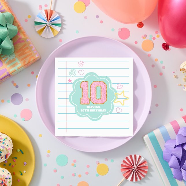 Varsity preppy pastel patch notebook 10th Birthday Napkins (Creator Uploaded)