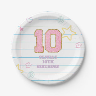 Varsity preppy pastel patch notebook 10th Birthday Paper Plates