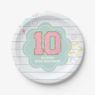 Varsity preppy pastel patch notebook 10th Birthday Paper Plates
