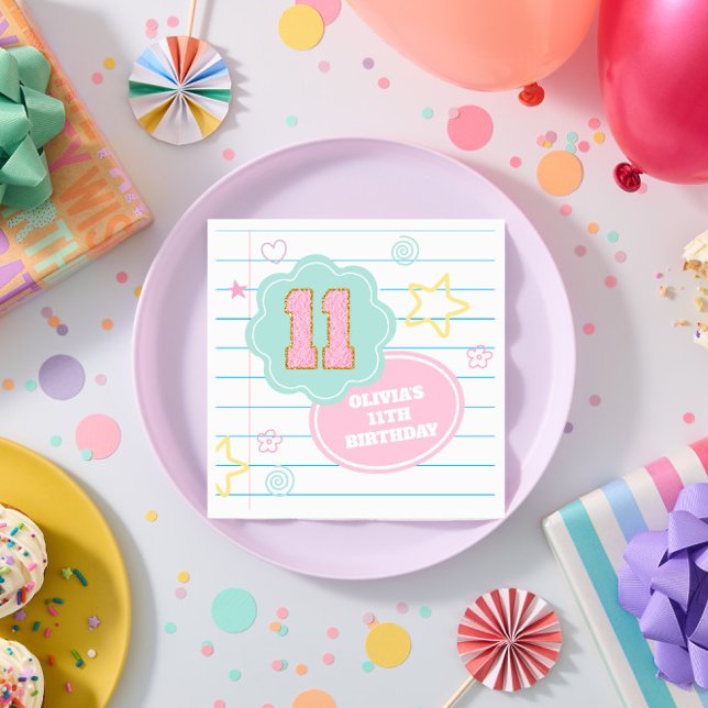 Varsity preppy pastel patch notebook 11th Birthday Napkins (Creator Uploaded)