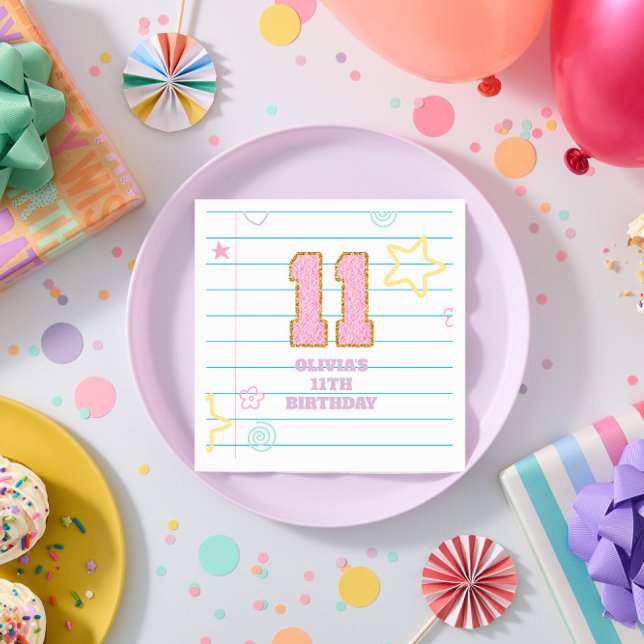 Varsity preppy pastel patch notebook 11th Birthday Napkins (Creator Uploaded)