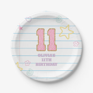 Varsity preppy pastel patch notebook 11th Birthday Paper Plates