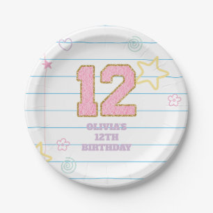 Varsity preppy pastel patch notebook 12th Birthday Paper Plates