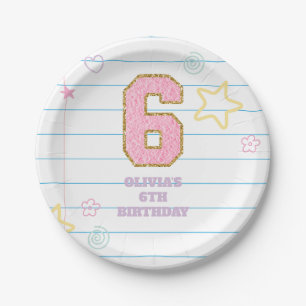Varsity preppy pastel patch notebook 6th Birthday Paper Plates