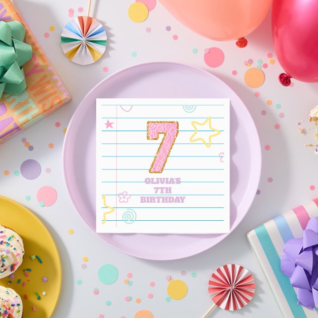 Varsity preppy pastel patch notebook 7th Birthday Napkins (Creator Uploaded)