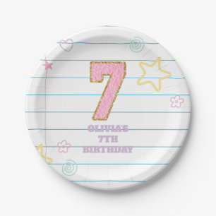 Varsity preppy pastel patch notebook 7th Birthday Paper Plates
