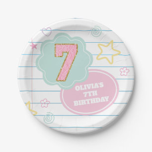 Varsity preppy pastel patch notebook 7th Birthday Paper Plates