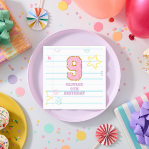 Varsity preppy pastel patch notebook 9th Birthday Napkins