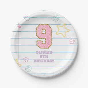 Varsity preppy pastel patch notebook 9th Birthday Paper Plates