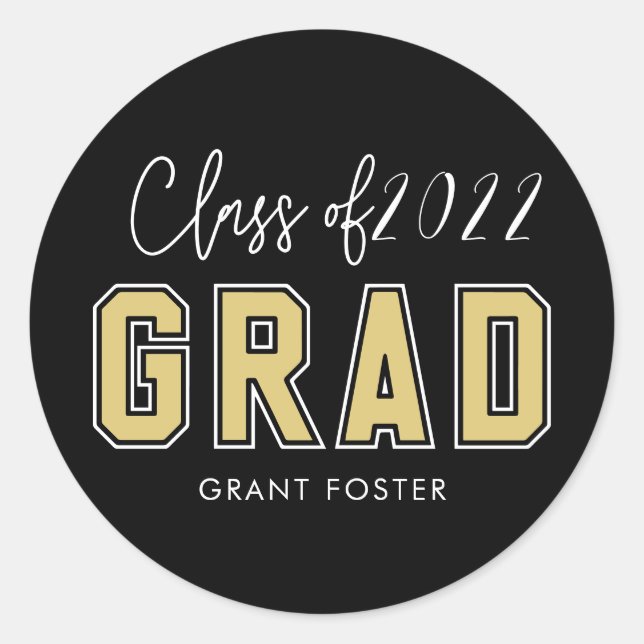 Varsity Pride Editable Color Graduation Classic Round Sticker (Front)