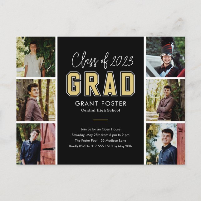 Varsity Pride Editable Color Graduation Postcard (Front)