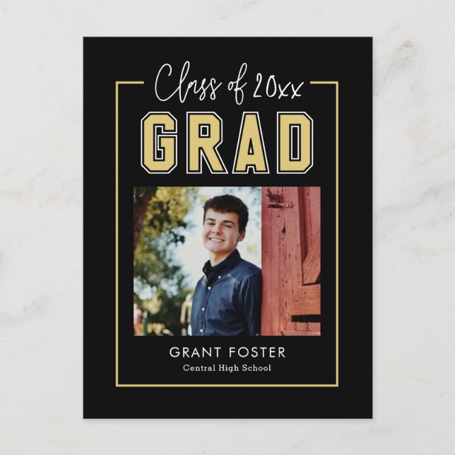 Varsity Pride Editable Color Graduation Postcard (Front)