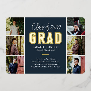 Varsity Pride Foil Graduation EDITABLE COLOR Foil  Foil Invitation