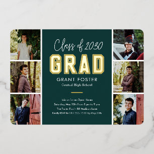 Varsity Pride Foil Graduation EDITABLE COLOR Foil Invitation