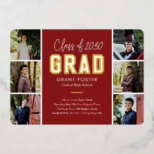 Varsity Pride Foil Graduation EDITABLE COLOR Foil  Invitation