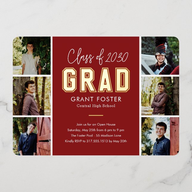 Varsity Pride Foil Graduation EDITABLE COLOR Foil  Invitation (Front)