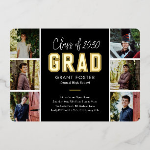 Varsity Pride Foil Graduation EDITABLE COLOR Invitation