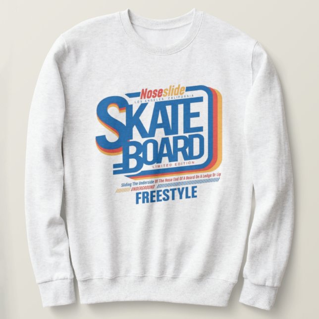 Varsity skateboard text lettering sweatshirt (Design Front)