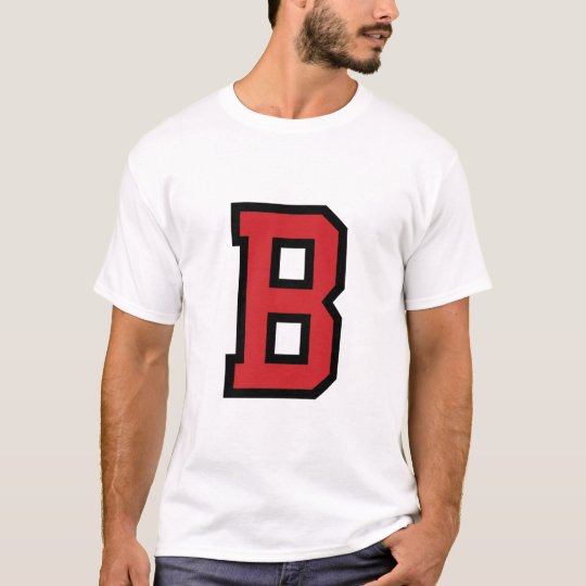 Varsity Sport | Letter B | Red Black T-Shirt | Zazzle.com