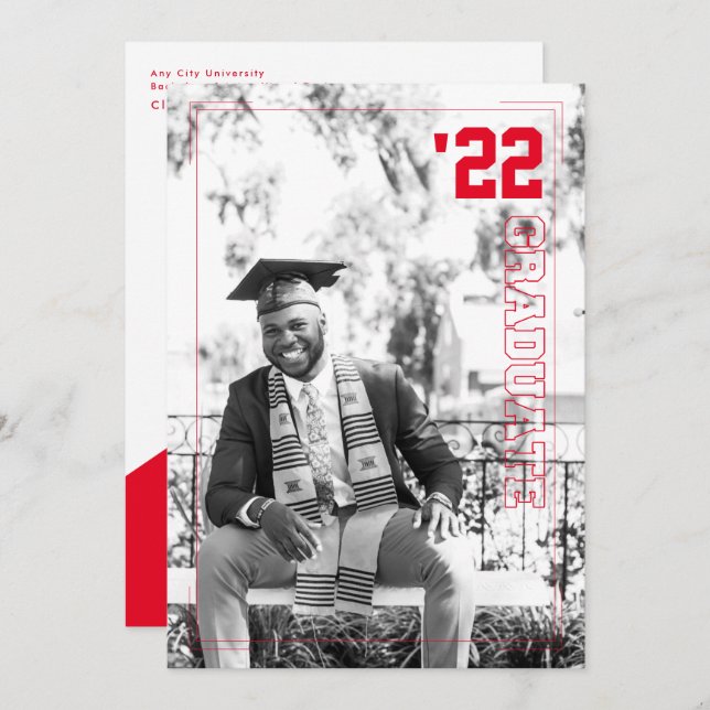 Varsity Sport Theme | 2 Photo Graduation Party  Invitation (Front/Back)