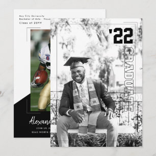 Varsity Sport Theme   2 Photo Graduation Party Invitation