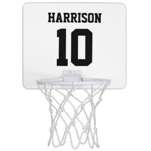 Varsity sports black white custom name number mini basketball hoop