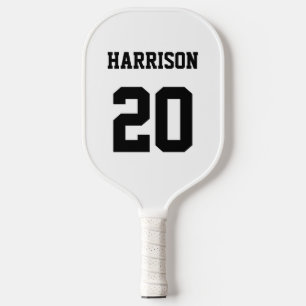 Varsity sports black white custom name number pickleball paddle