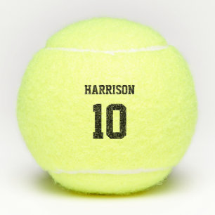 Varsity sports black white custom name number tennis balls