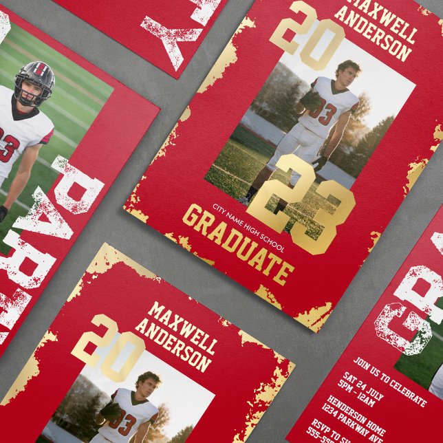 Varsity Sports Graduation Party Invitation Foil Invitation (Creator Uploaded)