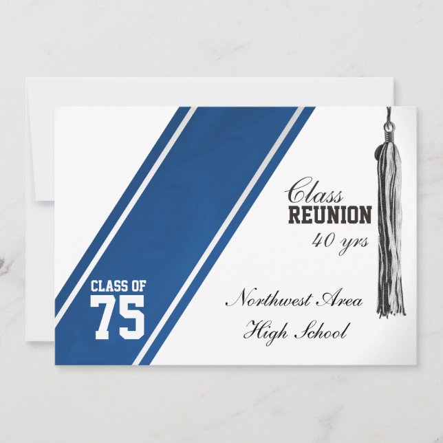 Varsity Stripe Blue Class Reunion Invitation (Front)
