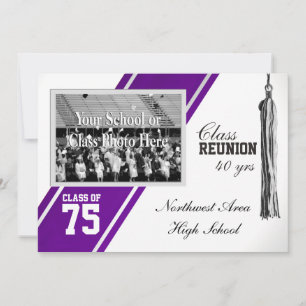Varsity Stripe with Photo Class Reunion Invitation