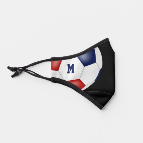 varsity stripes monogrammed red white blue soccer premium face mask