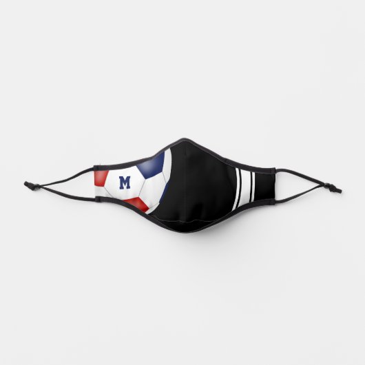 varsity stripes monogrammed red white blue soccer premium face mask (Front)