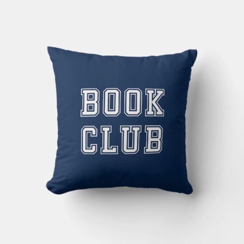 Varsity Style Book Club with Editable Color Throw Pillow