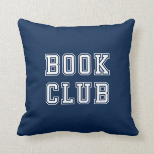 Varsity Style Book Club with Editable Color Throw Pillow