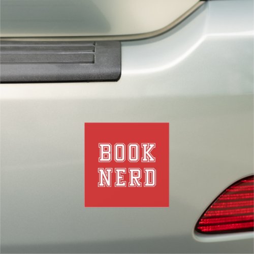 Varsity Style Book Nerd with Editable Color Car Magnet