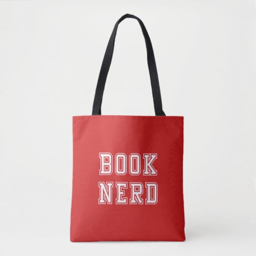 Varsity Style Book Nerd with Editable Color Tote Bag