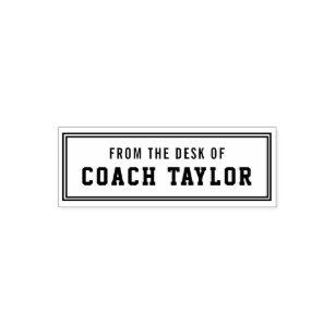 Varsity Style Border From The Desk Of Coach Self-inking Stamp