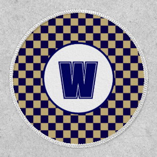 Varsity Style Navy Blue Khaki, Monogram Round Patch