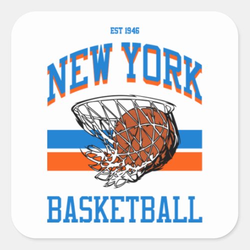 Varsity Style New York Basketball  Square Sticker
