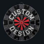 Varsity Style Text Font Black Charcoal Red Heart Dart Board<br><div class="desc">Varsity Style Text Font CUSTOM DESIGN Editable Top and Bottom Text with Red Heart on Black and Charcoal colored Dartboard. Personalize to your liking!</div>