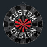 Varsity Style Text Font Black Charcoal Red Heart Dart Board<br><div class="desc">Varsity Style Text Font CUSTOM DESIGN Editable Top and Bottom Text with Red Heart on Black and Charcoal colored Dartboard. Personalize to your liking!</div>
