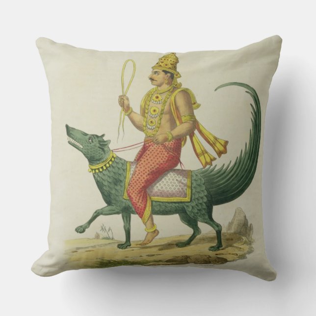 Varuna, God of the Oceans, engraved by Charles Eti Throw Pillow (Front)