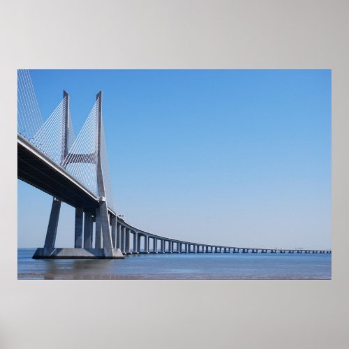 Vasco da Gama Bridge over River Tagus in Lisbon Poster